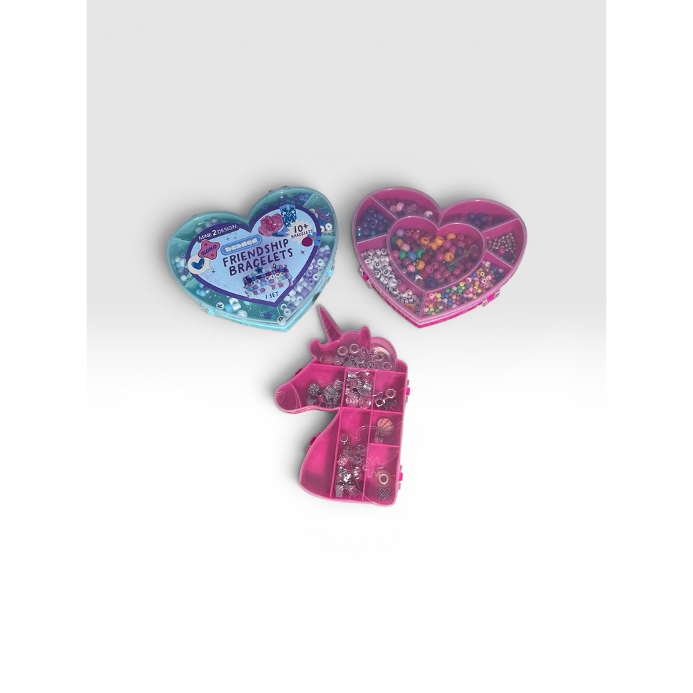 Mine 2 Design Friendship Bracelet Kit & Bead Bundle Unicorn Cases Pink Teal